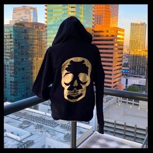 Zadig and Voltaire Skull Foil Hoodie with Kangaroo Pockets Oversized Fit - M